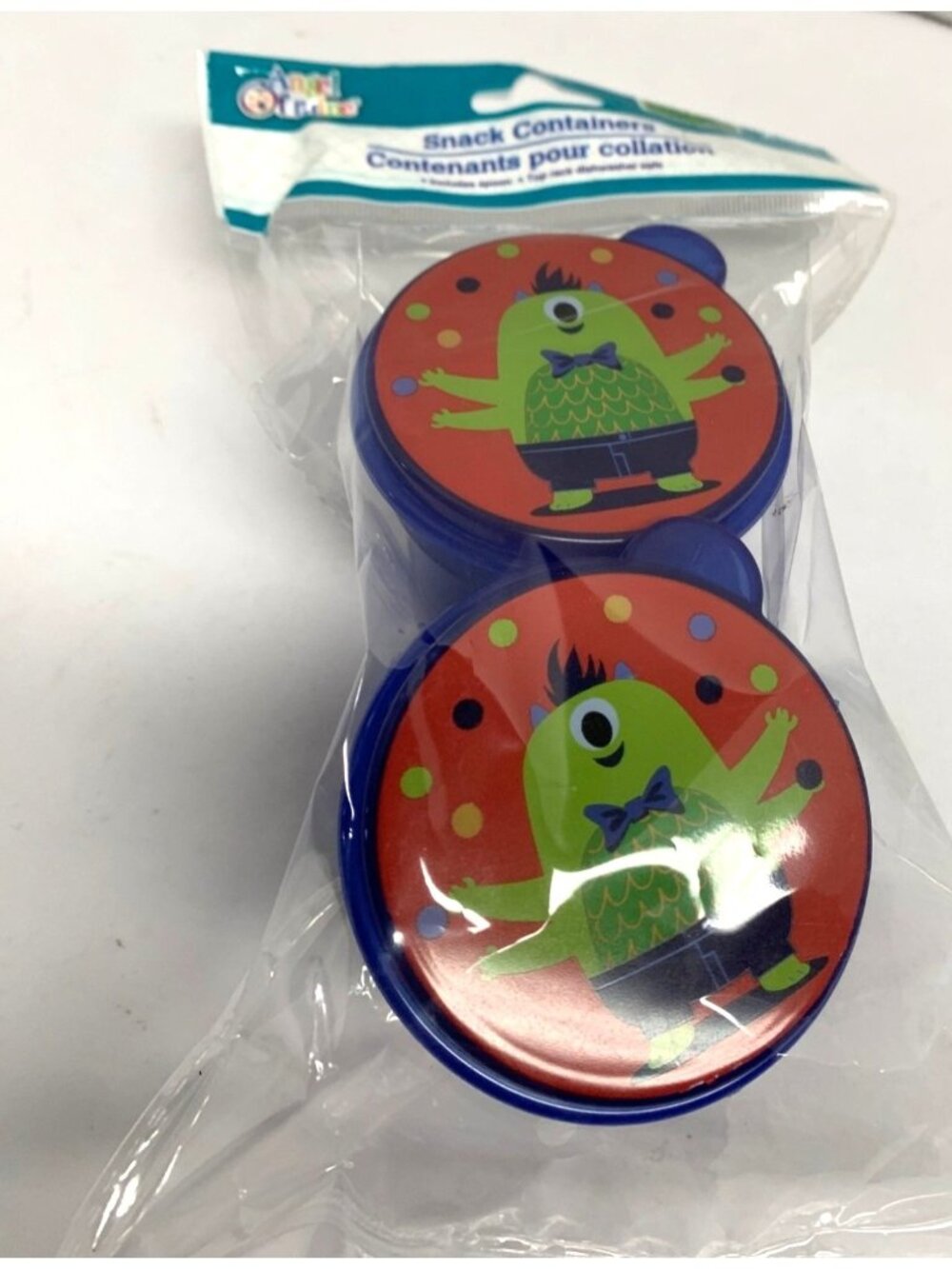 New Angel of Mine Blue 2 pack 1 spoon Monster Alien Hard plastic Snack Container